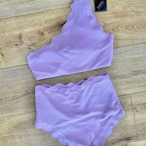 NWT Zaful Lavender Scalloped Swimsuit - Size XL